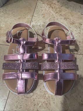 Bebe Kids Metallic Pink Glitter Strap Sandals